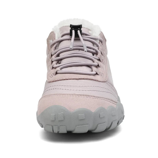 Bebe zapatillas de invierno con punta ancha y sistema de ajuste elástico para autonomía infantil.