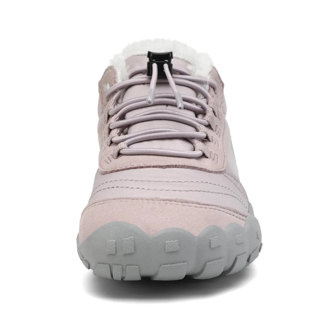 Bebe zapatillas de invierno con punta ancha y sistema de ajuste elástico para autonomía infantil.