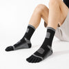 Calcetines 5 dedos hombre bicolor negro y gris Sowilo, medias largas deportivas con soporte elástico que alivia la presión del empeine alto en Chile.