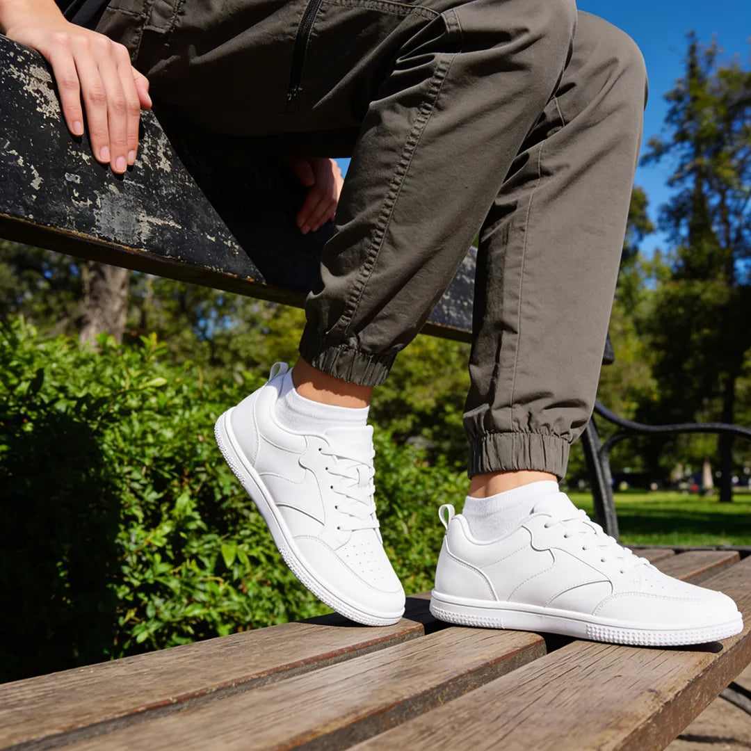 Calzado barefoot blanco Wonderland usabilidad mujer — zapatilla minimalista lifestyle urbano Chile