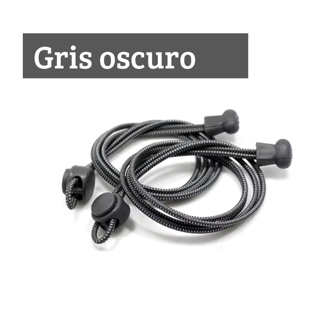 Cordones elásticos para calzado minimalista color gris oscuro marca Sowilo, cordón flexible de ajuste automático para calzado diario de adulto.