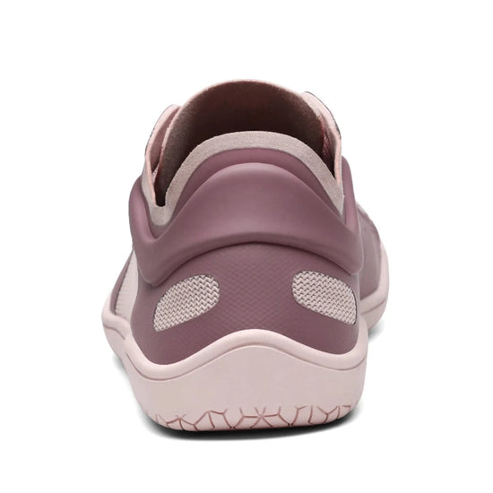 Zapatilla barefoot urbana trasera rosa, suela delgada zero drop.