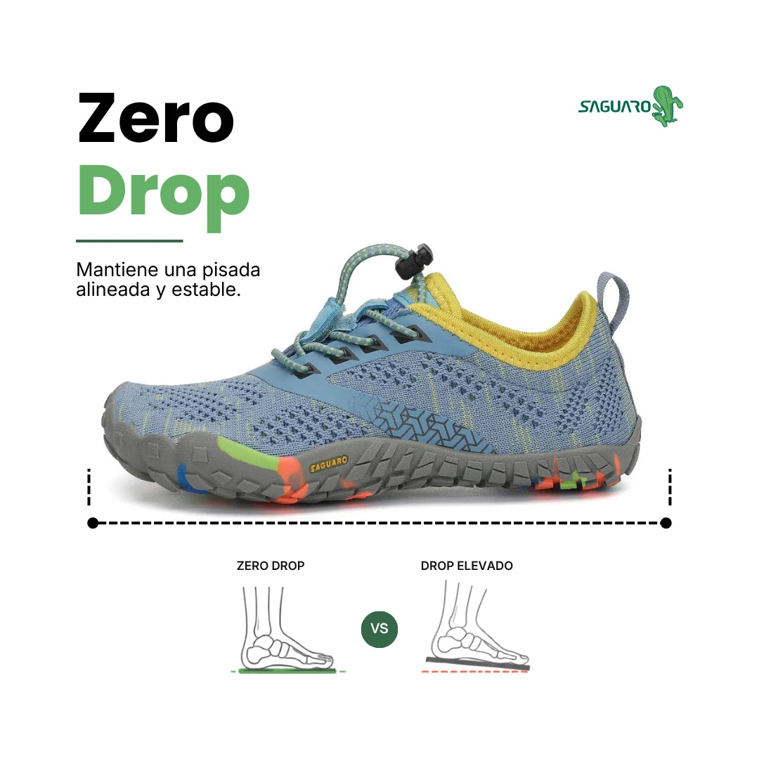 Zapatillas barefoot Saguaro Kids Smart I celestes vista lateral externa