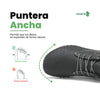 Vista superior de zapatillas ergonómicas Saguaro Noble IV negras, espacio anatómico ideal para pies con empeine alto.