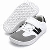 Suela flexible y antideslizante de la zapatilla barefoot infantil ZZfaber Kids Niza I blanco con negro.